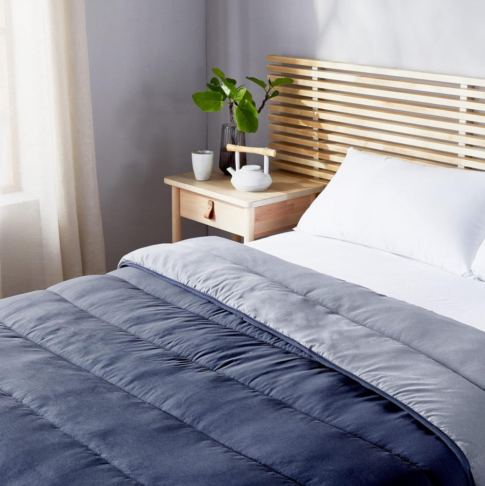 Pikolin Home - Plapumă reversibilă 300 G - Umplutură nordică bicoloră - Pentru pat 135 - Cosy, cald, respirabil, galben muștar, 220 X 220 Cm Plapumi si pilote Naty Shop