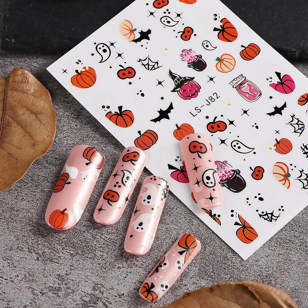 Nagelsticker Halloween, 8 Blätter Halloween Nagelsticker, Kürbis Nail Sticker, Nail Art, Nagel Charms, Nagel Zubehör, Nageldesign, Christmas (Typ A)