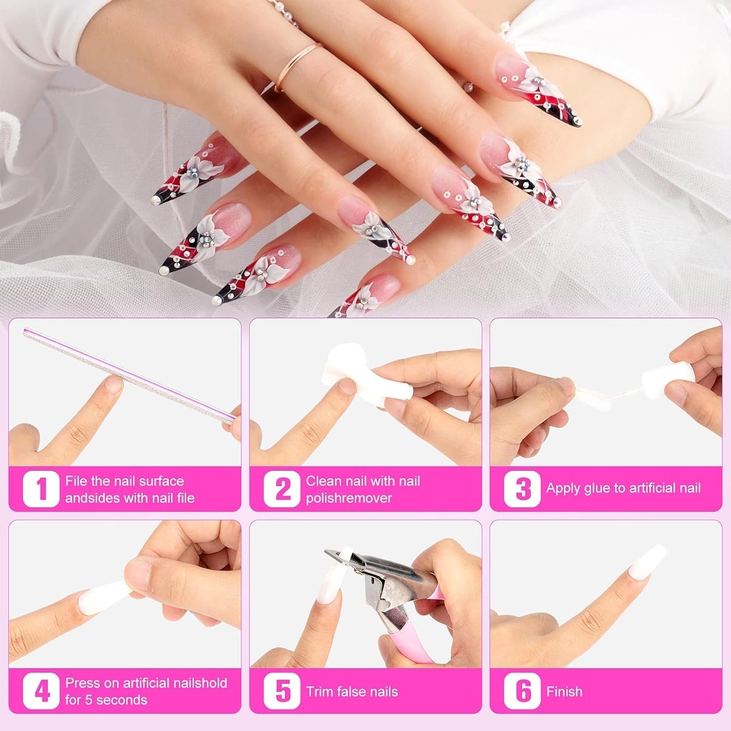 Lipici pentru unghii pentru vârfuri, BOLASEN Lipici pentru unghii extra puternic, 4 bucăți de lipici pentru unghii crăpate, Lipici pentru unghii, Lipici pentru unghii artificiale extra puternic, Lipici pentru unghii - 4 * 7 ml