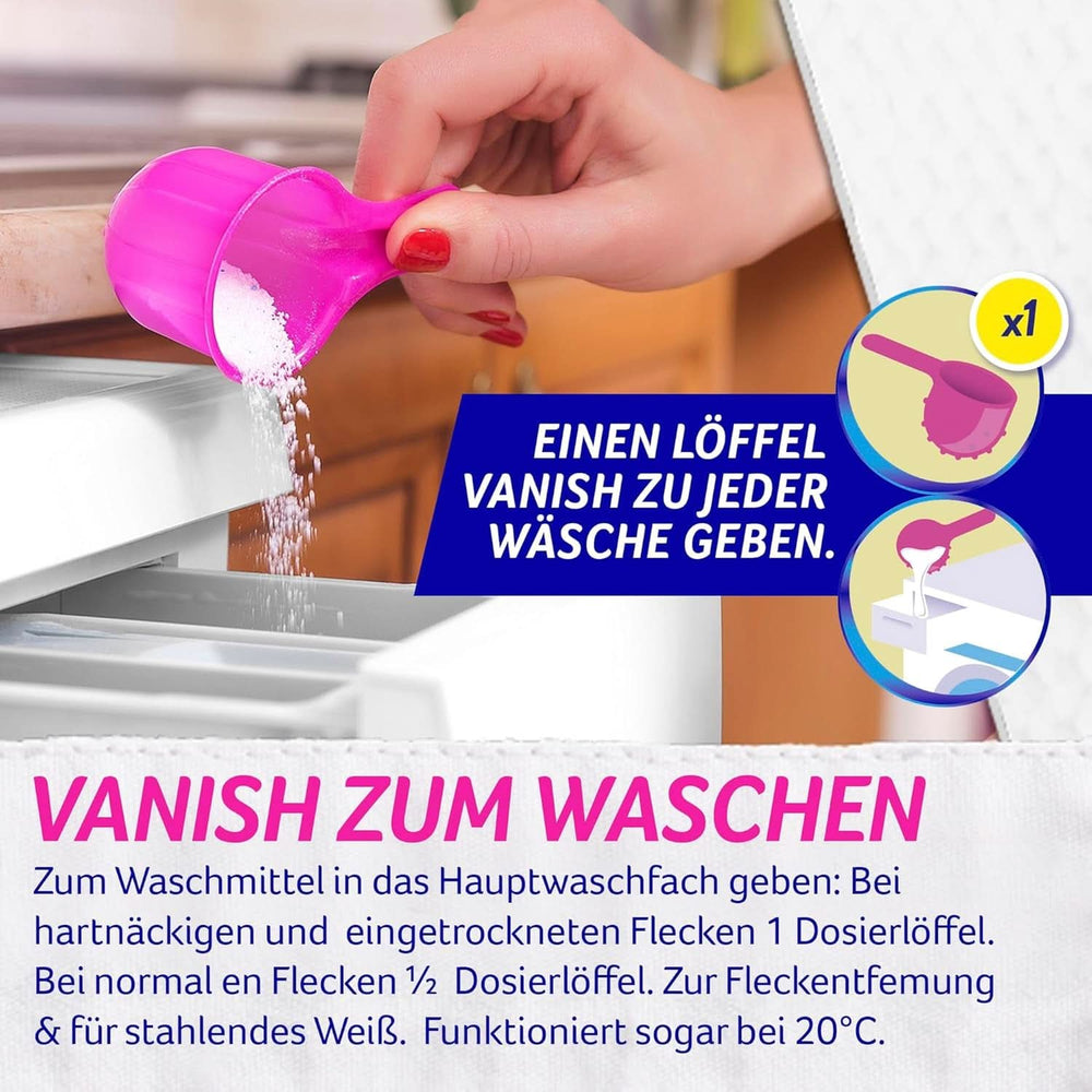 Vanish Oxi Action Powerwhite Pulver – 1 x 1,125 kg – Fleckenentferner und Wäscheverbesserungspulver ohne Chlor – für weiße Wäsche. Waschmittel Naty Shop