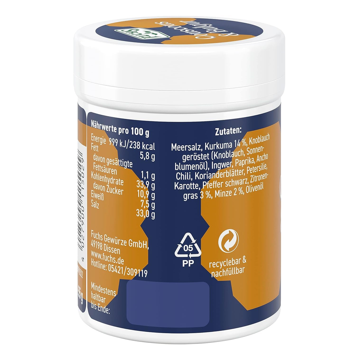 Fuchs Spices Gourmet Selection Naher Osten/Afrika – Couscous- und Bulgur-Gewürzmischung, nachfüllbare Gewürzmischung zum Würzen von Bulgur-Gerichten, vegan, 55 g