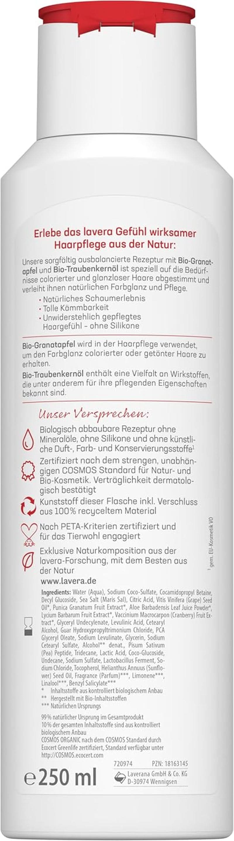 Lavera Pflegeshampoo Farbglanz & Pflege, vegan, 250 ml Dusche und Bad Naty Shop