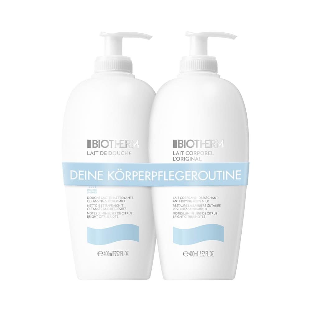 Biotherm Lait Corporel L'Original, Feuchtigkeitsspendende Körperlotion mit Plankton, 400 ml Kosmetik und Schönheit Naty Shop Körperlotion 400 ml + Duschgel 400 ml Set