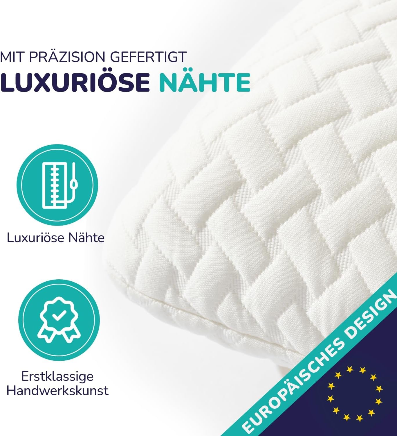 Pernă ortopedică pentru gât ZenPur 40x60-13cm, pernă pentru cap din spumă cu memorie - pernă ergonomică pentru somn, pentru gât și umeri, certificată Oeko-TEX