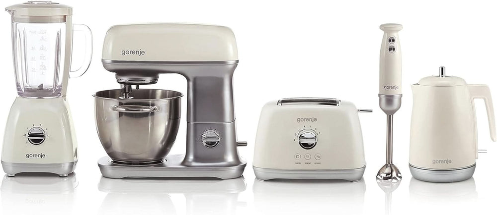 Gorenje MMC 1000 RL Küchenmaschine 7 Geschwindigkeitsstufen/Schüssel 4,5 Liter/ 1000 W Motorleistung / 3D Mixen/Supersilent/Easyclean/Überhitzungsschutz/Drehzahlregulierung/Champagne Mutter und Kind Naty Shop