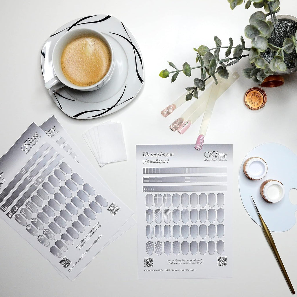 Übungsbögen Nageldesign Nailart (Grundlagen) 3Er Set Übungsbogen Starterset Übung Schulung Tipps Nagelset Nagelart Zubehor Zubehör Nail Art Zum Lernen Ohne Sticker Stickers Folie Brush Stemper ÜB001