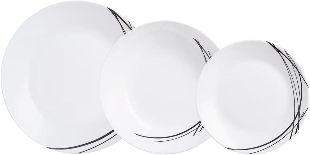 Set de veselă din sticlă opal, extra robust, pentru 6 persoane, fără BPA, 18 piese