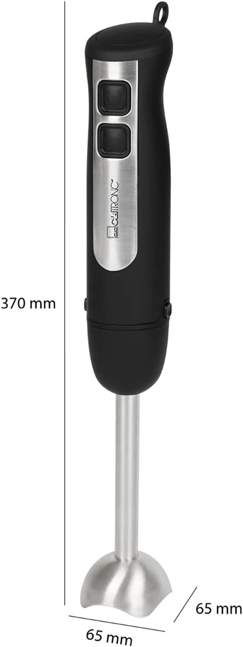 Clatronic Stabmixer SM 3739 Pürierstab, Handmixer, Mixer Für Smoothie, Shakes, 2 Stufen-Schalter, Multizerkleinerer, Edelstahl-Stab Und Messer, Aufhängeöse, 800 Watt Motor, Schwarz-Edelstahl Mutter und Kind Naty Shop