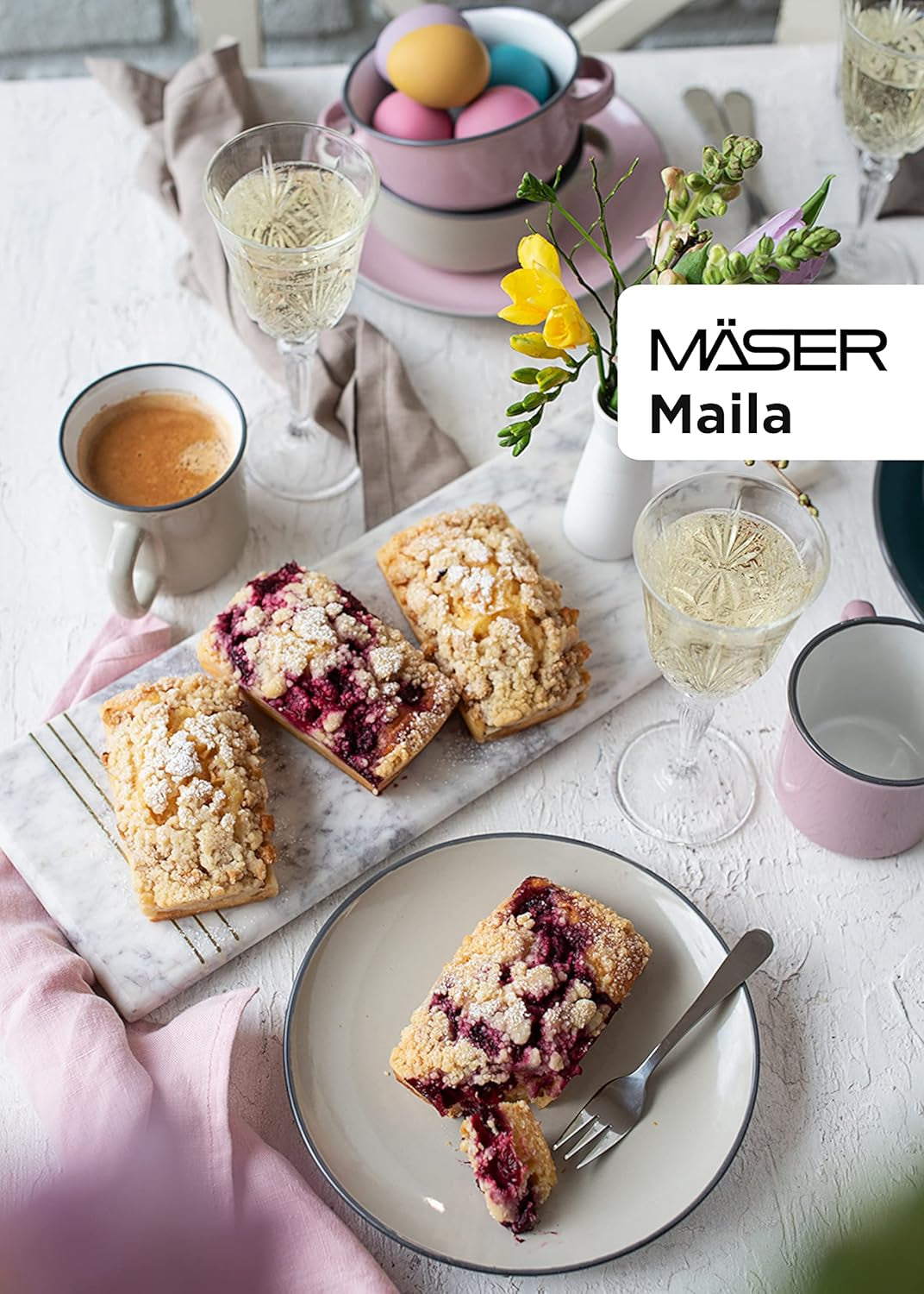 Mäser Geschirr-Set, Steingut Maila Rosa/Grau/Blau/Grün, 4-Personen-Set Tableware Naty Shop