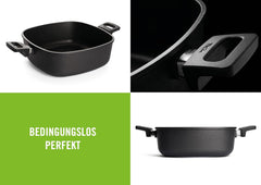 Woll Nowo Titanium Guss-Kasserolle Viereckig - Induktiv -, 28 X 28 Cm, 10 Cm Hoch, 6.0 Liter, Mit 2 Seitengriffen - Geeignet Für Alle Herdarten, Aluminium, Backofenfest, Schwarz Formen und Tabletts zum Backen Naty Shop