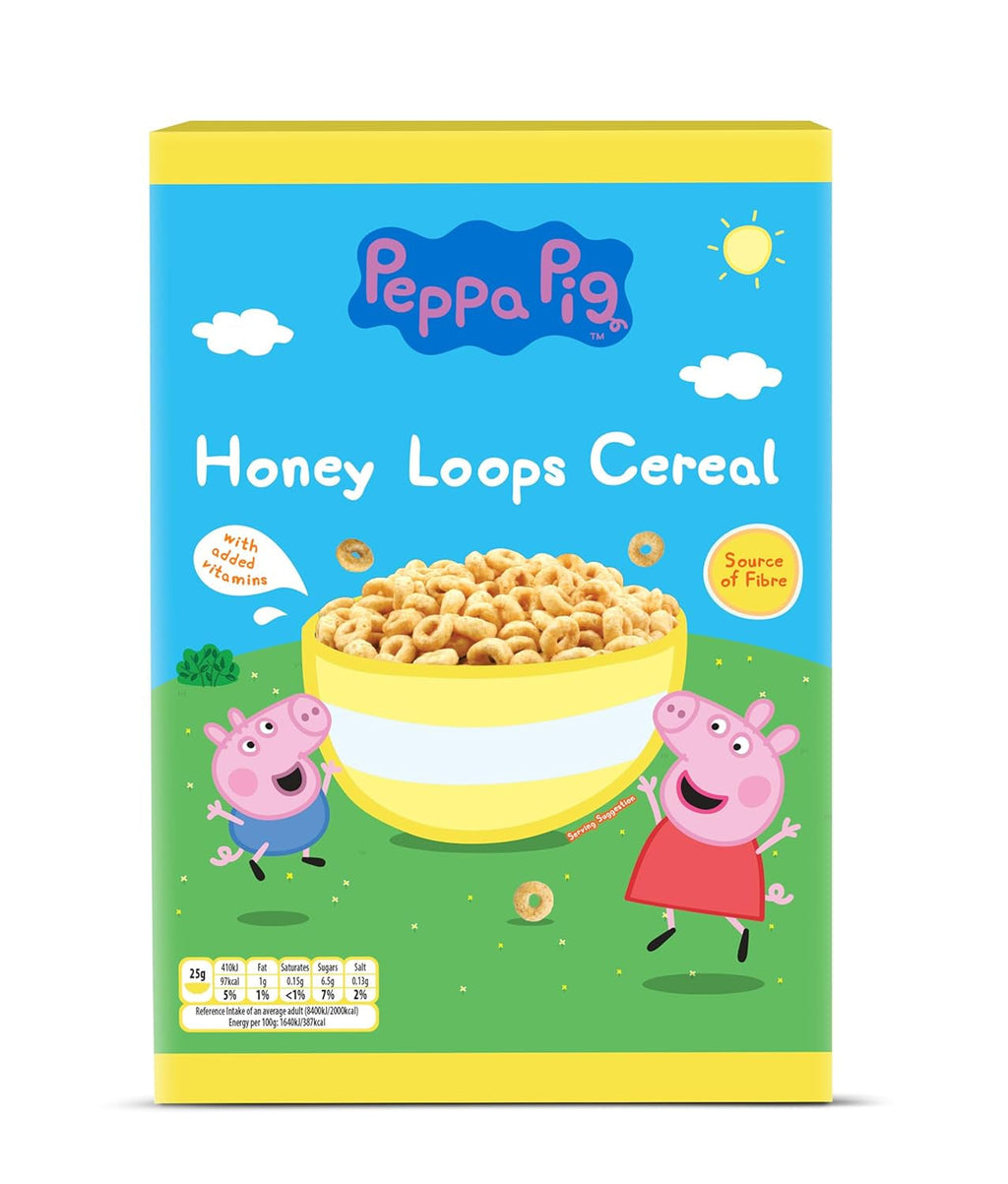 Peppa Pig Honey Loops Cereal, Knusprige Vollkorn Frühstückscerealien Mit Zugesetzten Vitaminen, 1Er Pack (1 X 375G) Cereale Naty Shop