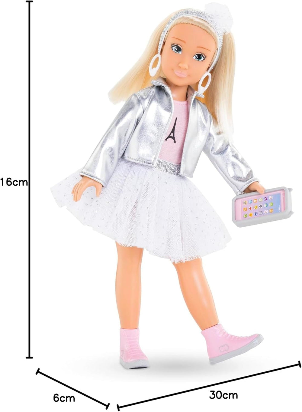 Corolle Girls Valentine Paris Fashion, Ankleidepuppe im Pariser Fashion Week Look und 4 Teile, Vanilleduft, 28cm, ab 4 Jahre