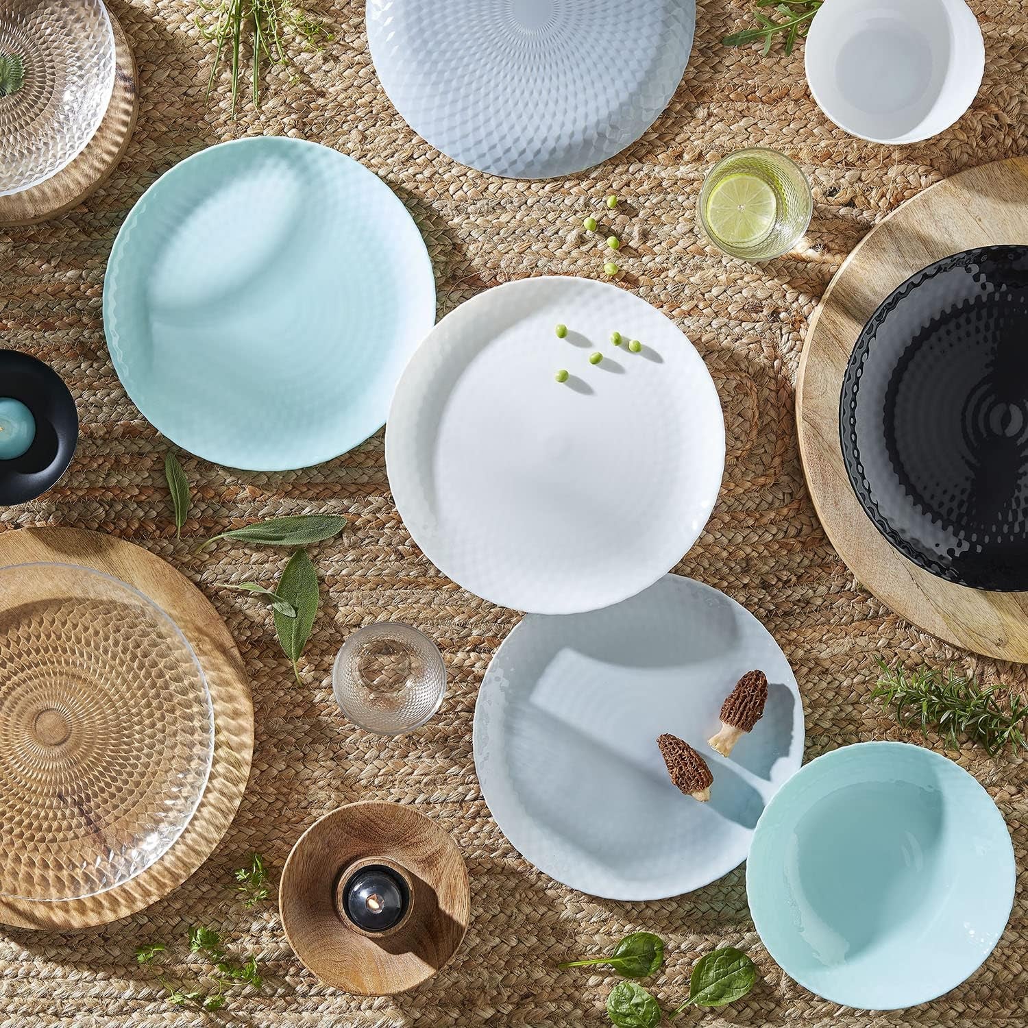 Pampille Türkis Opal Geschirr 18 Teile – 6 Personen Geschirrsets Naty Shop