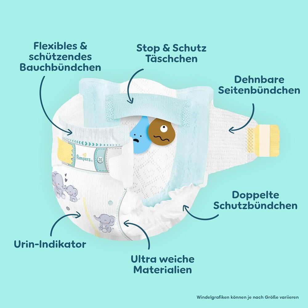 Pampers Premium Protection Mărimea 5, 152 scutece, 11 kg-16 kg, protecția noastră numărul 1 împotriva pielii și scurgerilor