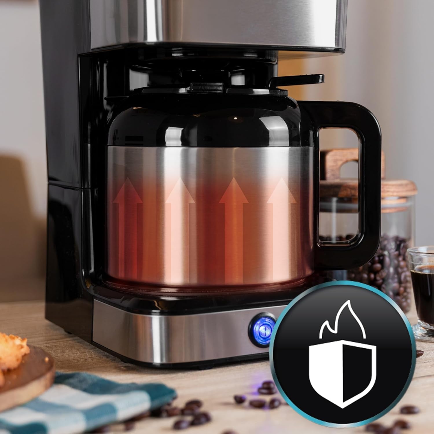 Cafetieră cu picurare Cecotec Coffee 66 Drop & Thermo, 950 W, 1,2 L, 10 cești, tehnologie ExtremeAroma, funcție anti-picurare, indicator nivel apă, filtru principal reutilizabil, protecție la supraîncălzire