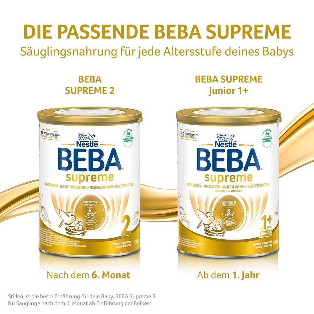 Kindergetränk BEBA SUPREME Junior 1+ ab 1 Jahr, Nahrung für Kinder mit 6 HMO-Komplex, nur Laktose, ohne Palmöl, Packung 6 (6 x 800 g) Mutter und Kind Naty Shop