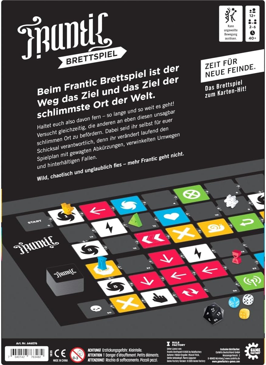 Game Factory 646076 Brettspiel Frenetic Stealth Racer. Ein freches Partyspiel für 2-6 Spieler ab 12 Jahren