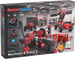 fischertechnik 536622 ADVANCED Mechanic & Static 2 – Bausatz für Kinder ab 9 Jahren, Experimentierkasten mit 30 Modellen, inkl. Motor, fördert technisches Verständnis, Rot