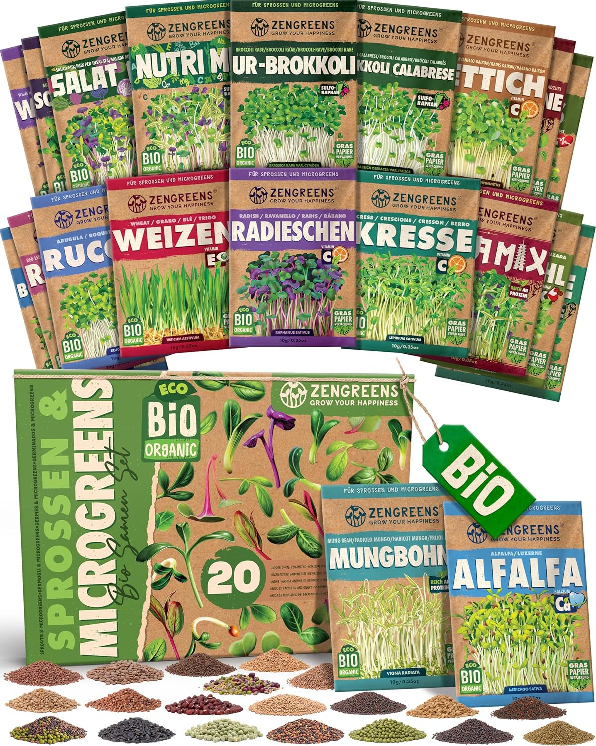 Semințe de busuioc organice într-un set de 6 - 6 semințe de busuioc pentru cultivare ușoară în grădină, balcon sau strat înălțat - semințe de plante - răsaduri