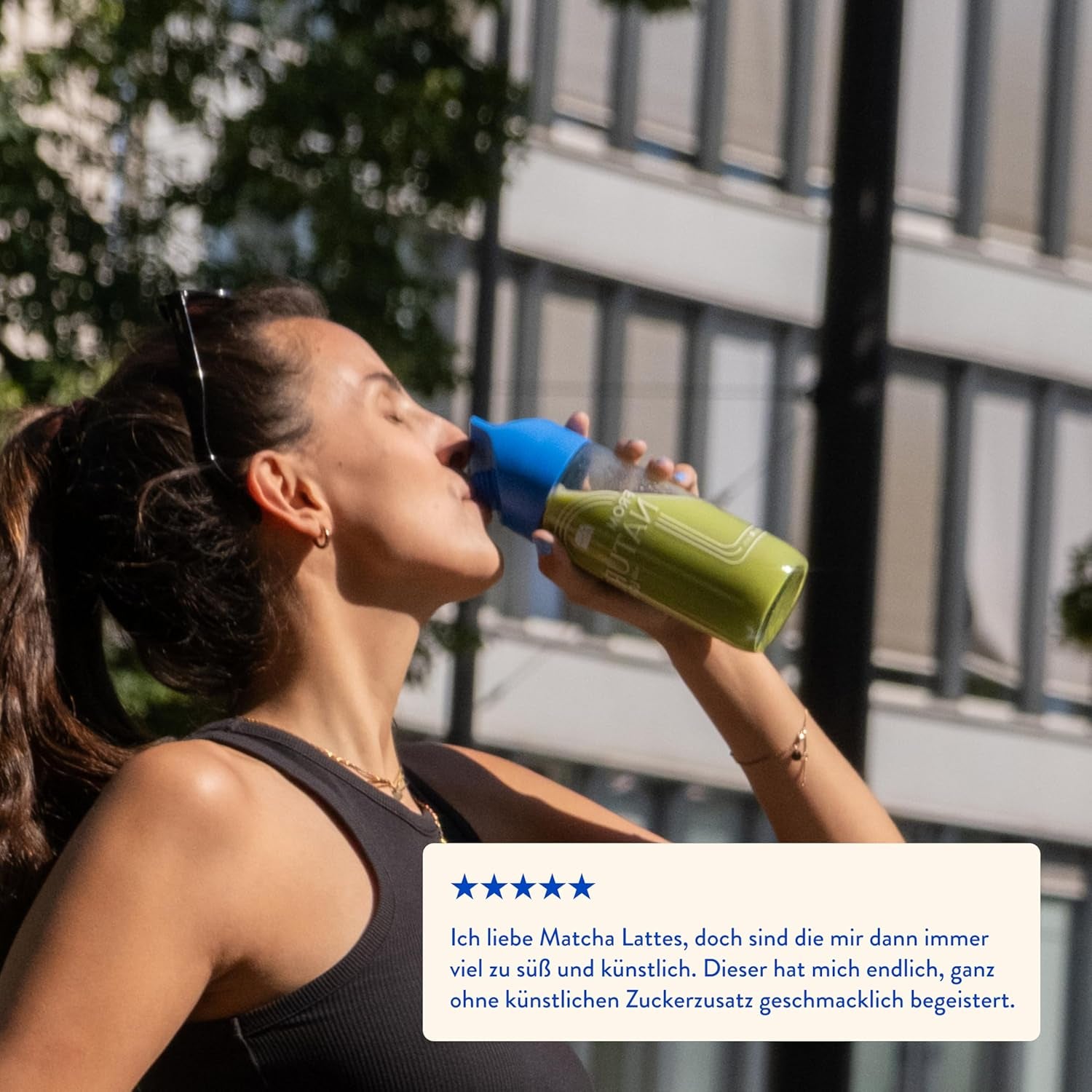 Blue Farm Bio Matcha Oat Latte auf Haferbasis ohne Zuckerzusatz - Mit dem Vitalpilz Lion's Mane - Vegan - laktosefrei & glutenfrei (300 g, Matcha)