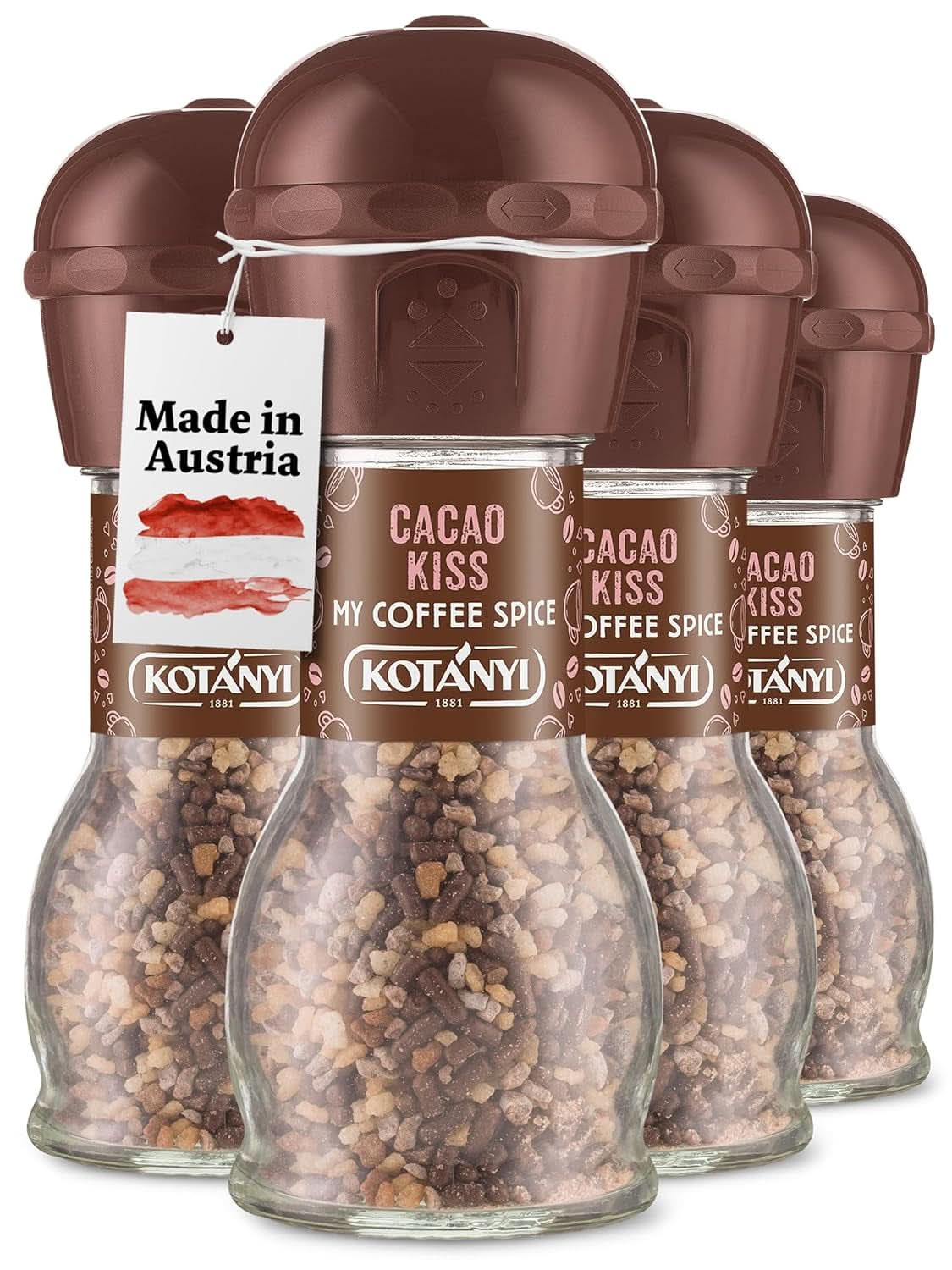 Topping pentru cafea Kotanyi Cacao Kiss | Ciocolată minunată cu bucăți fine de ciocolată, pachet de 4 (4 X 63 grame) Naty Shop Cacao Kiss 4 x 63 grame