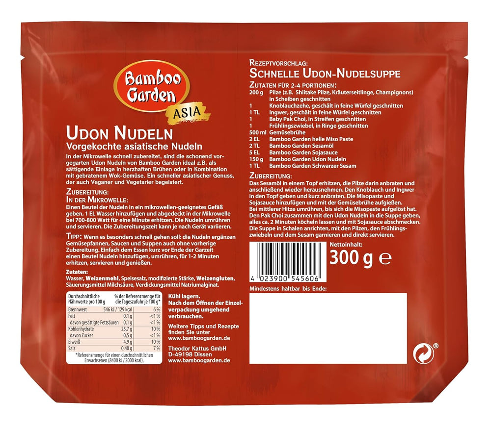 Udon-Nudeln von Bamboo Garden, vorgekocht, 300g