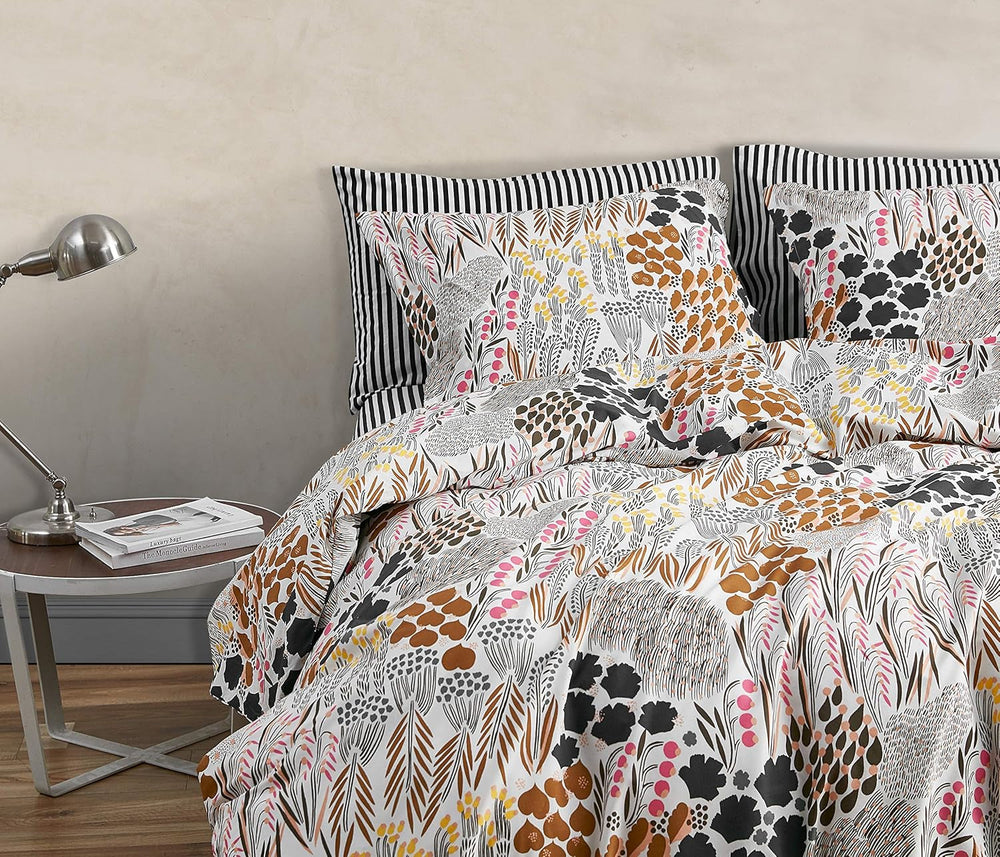 MARIMEKKO Set de lenjerie de pat Queen, lenjerie de pat din bumbac percale cu fețe de pernă asortate, decor de casă pe tot parcursul anului (Pieni Letto, Multicolor, pat Queen size) Plapumi si pilote Naty Shop