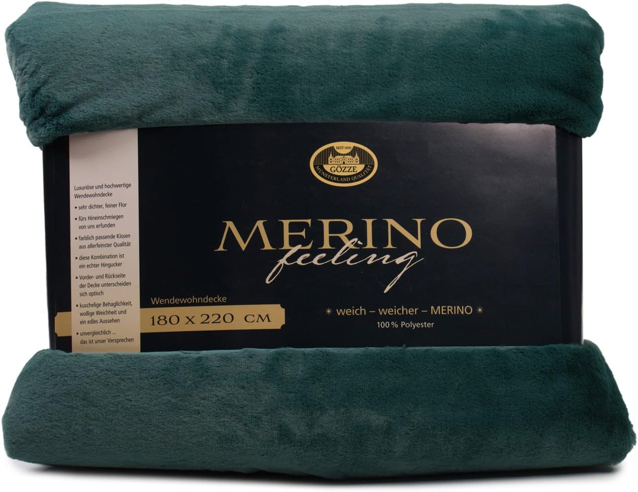 Gözze - Pătură confortabilă, Reversibilă, Densitate mare 600 G/M², 150 X 200 Cm - Verde închis Paturi si Cuverturi Besuche den GÃ¶zze-Store Verde închis 180 X 220 Cm