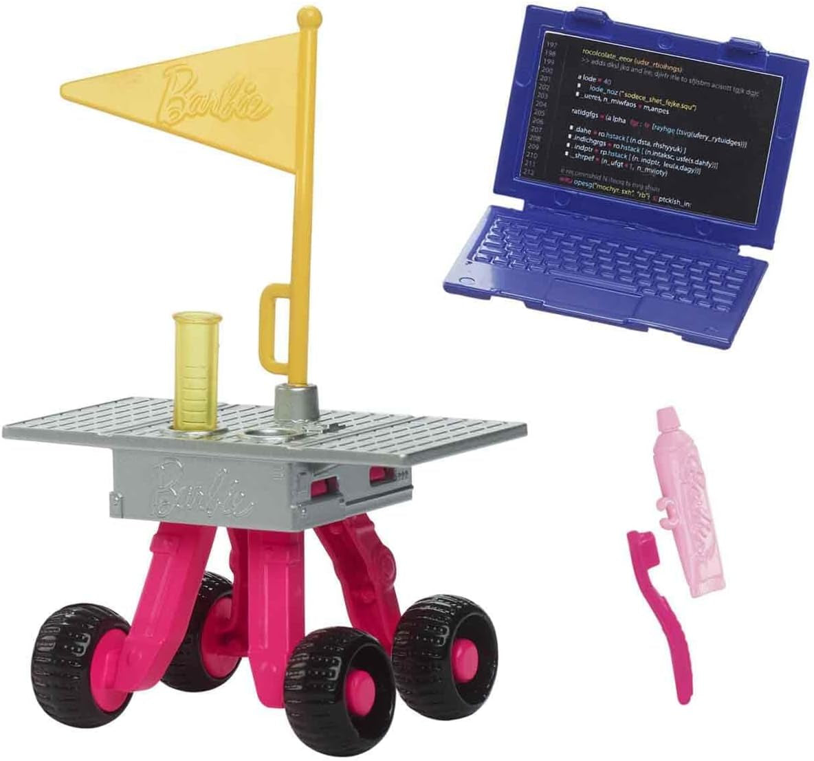 Barbie 65th Anniversary Doll și 10 accesorii, set astronaut cu păpușă brunetă, Rover cu roți, cască spațială cu vizor personalizabil și multe altele, HRG45 Papusi Naty Shop