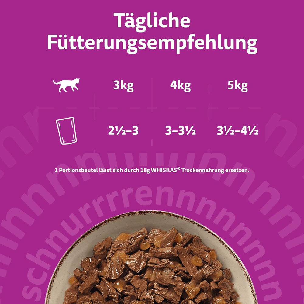 WHISKAS PURE DELIGHT Hrană umedă în jeleu 24 x 85g Ragout clasic (4 pachete) 48 pliculețe porționate