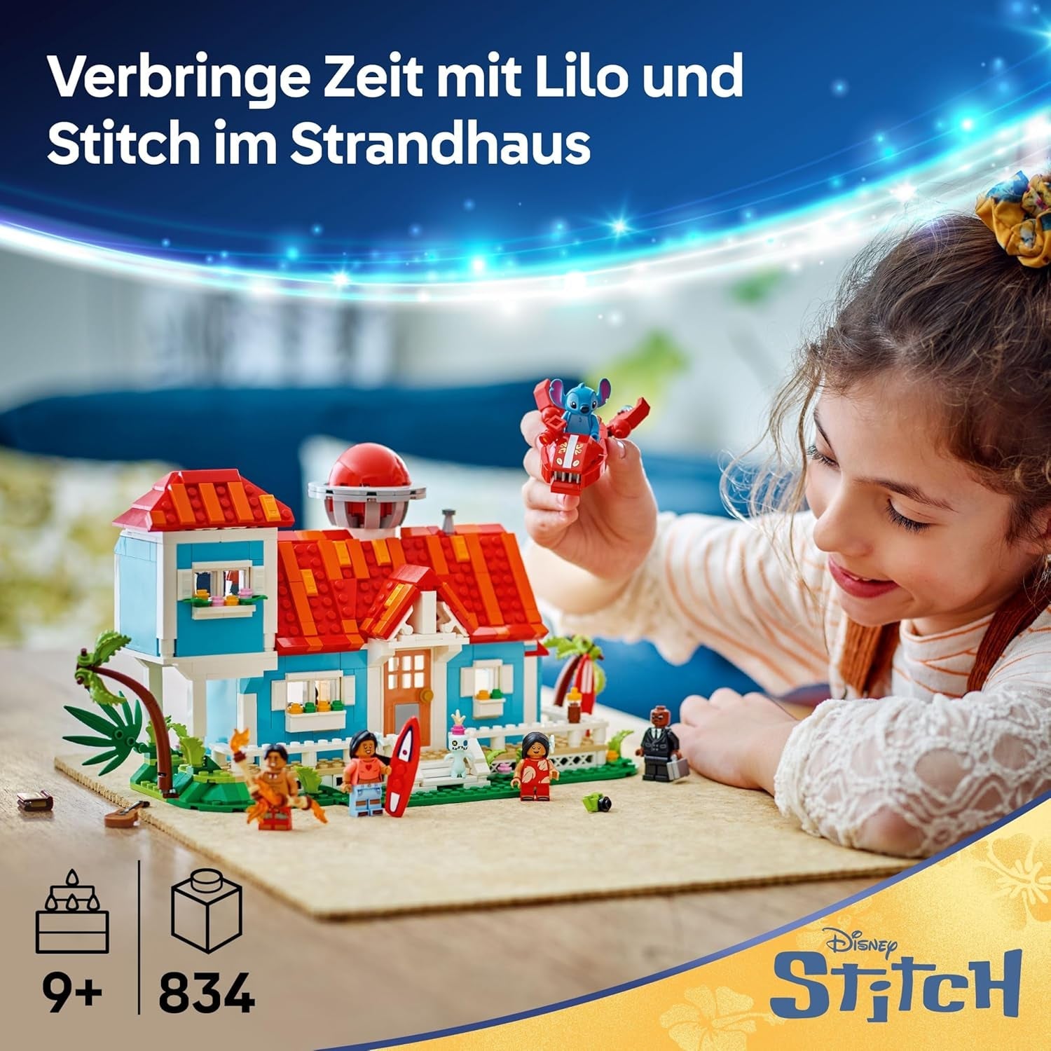 LEGO | Das Strandhaus aus „Lilo und Stitch“ - Spielzeug mit 6 Zimmern, Dachterrasse, Raumschiff und 5 Minifiguren - Geburtstagsgeschenk für Mädchen, Jungen & Fans ab 9 Jahren - 43268