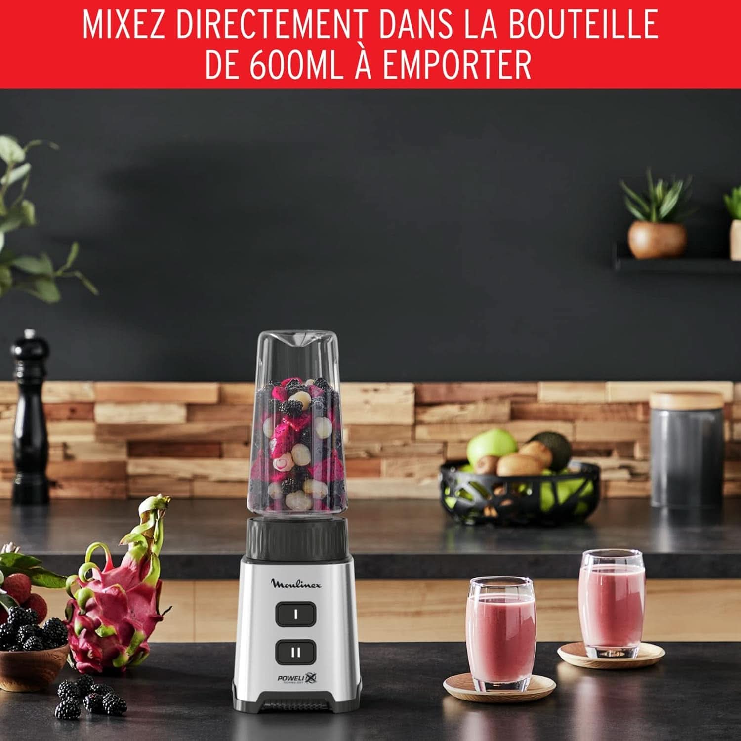 Blender Pulseo LM17GD, 400 W, 4 lame, 700 Ml, Recipient portabil 600 Ml Bucatarie Naty Shop