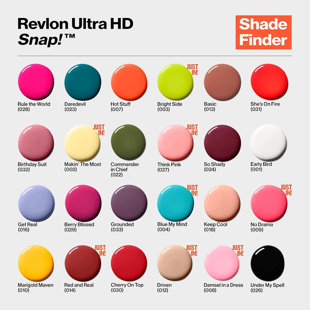 Oja Revlon Ultra HD Snap, formulă vegană de lungă durată, uscare rapidă și aplicare într-un singur strat, acoperire completă, culoare (8 ml) Hot Stuff (007), unisex