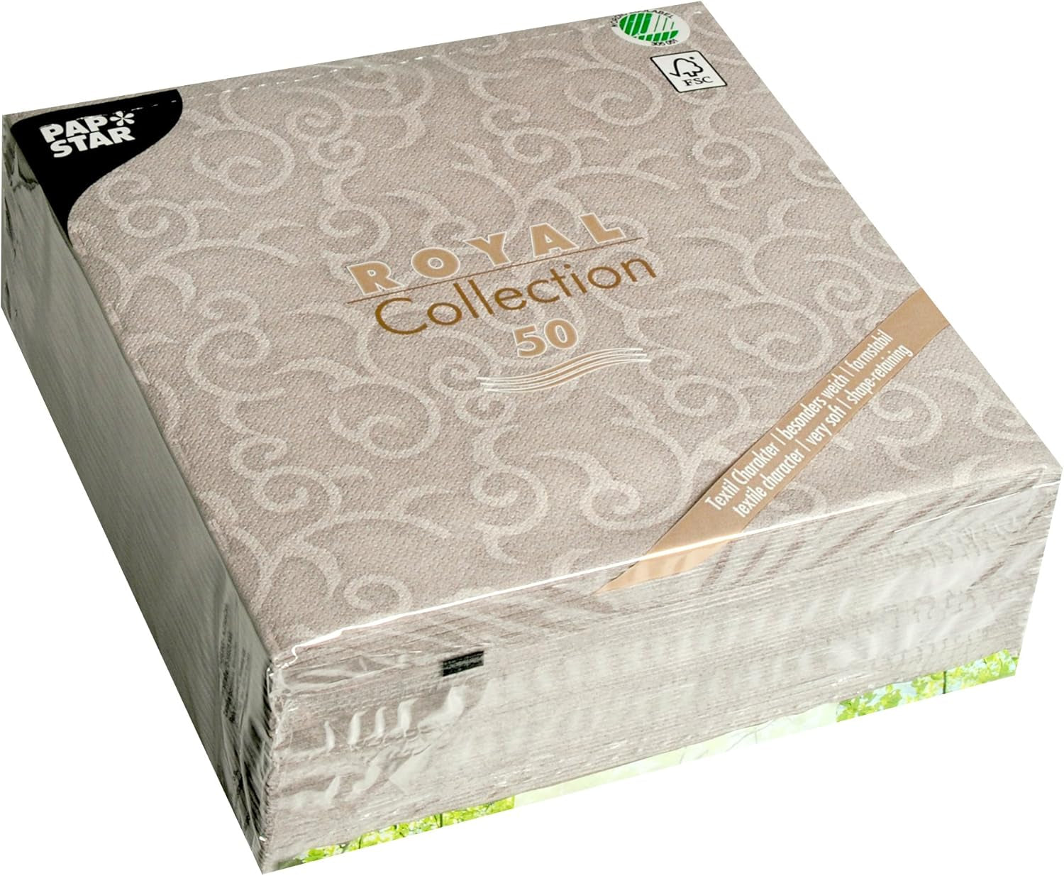 Papstar, 50 șervețele "ROYAL Collection" 1/4-fold 40 Cm X 40 Cm gri "Casali", #84889 (pachet de 2)