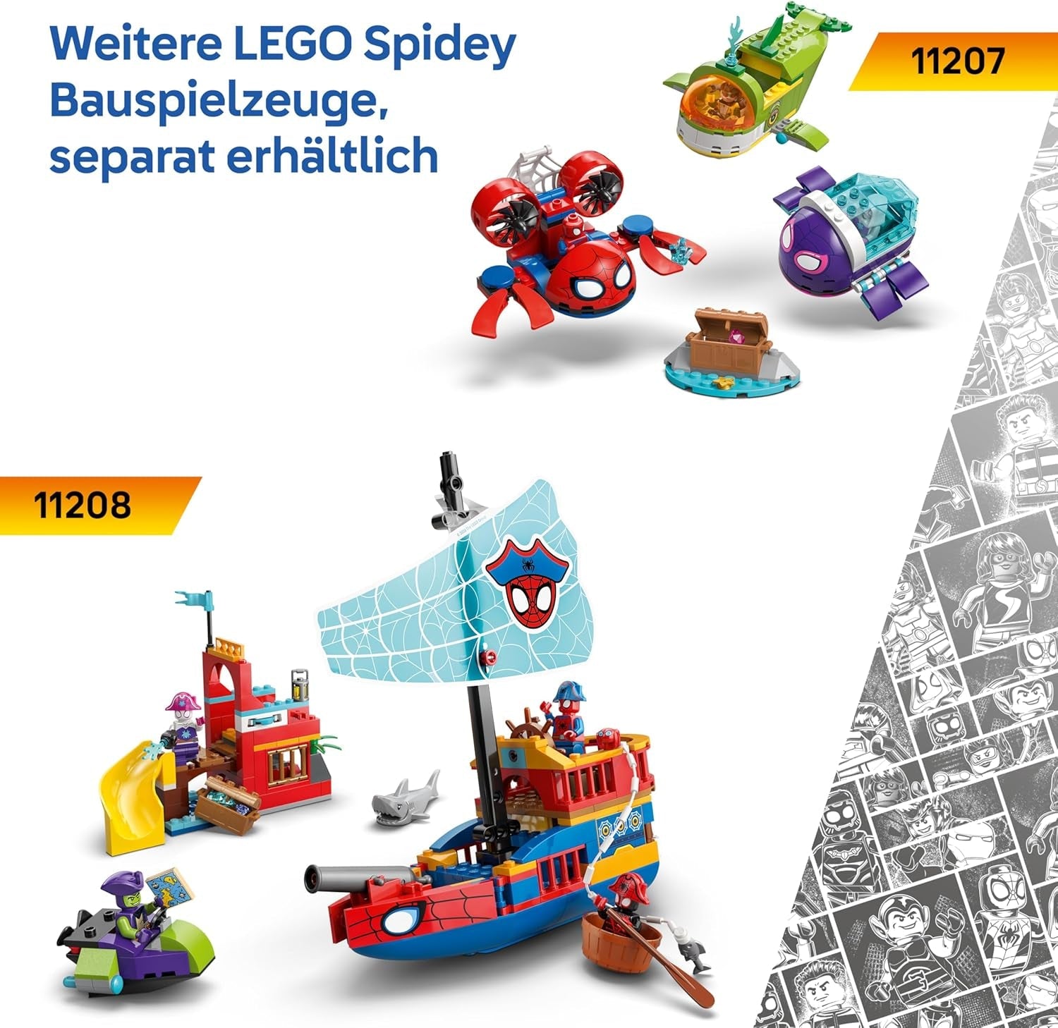LEGO ǀ Marvel Spidey und Seine Super-Freunde Spidey auf Motorrad vs. Rhino - Superhelden Spielzeug mit Motorrad und 2 Minifiguren - Geschenk für Jungen ab 4 Jahren und Fans der Serie - 11206