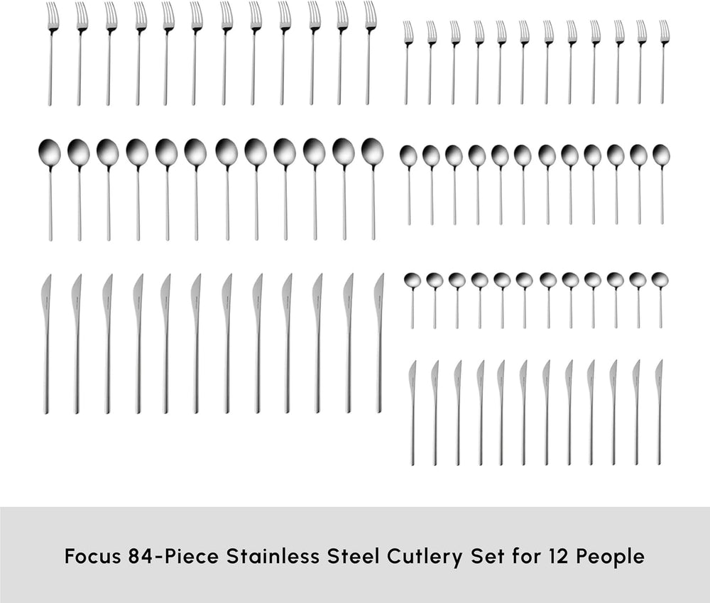 Karaca Focus Elegance, set de tacâmuri de 84 piese, 12 persoane Bucatarie Naty Shop