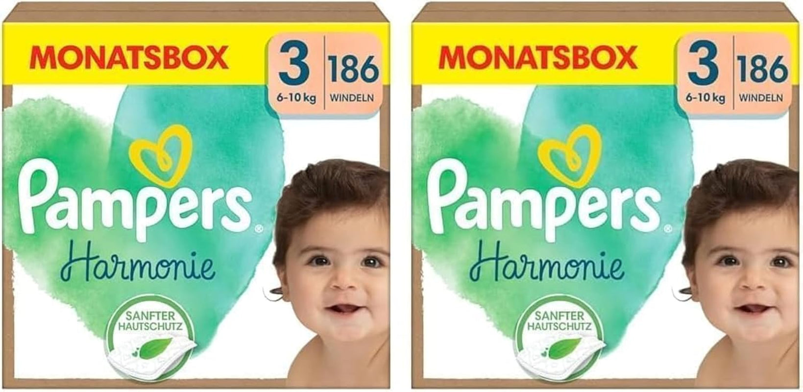 Scutece Pampers Harmony mărimea 1, 180 scutece, 2kg-5kg, protecție delicată a pielii cu protecție 100% Pampers