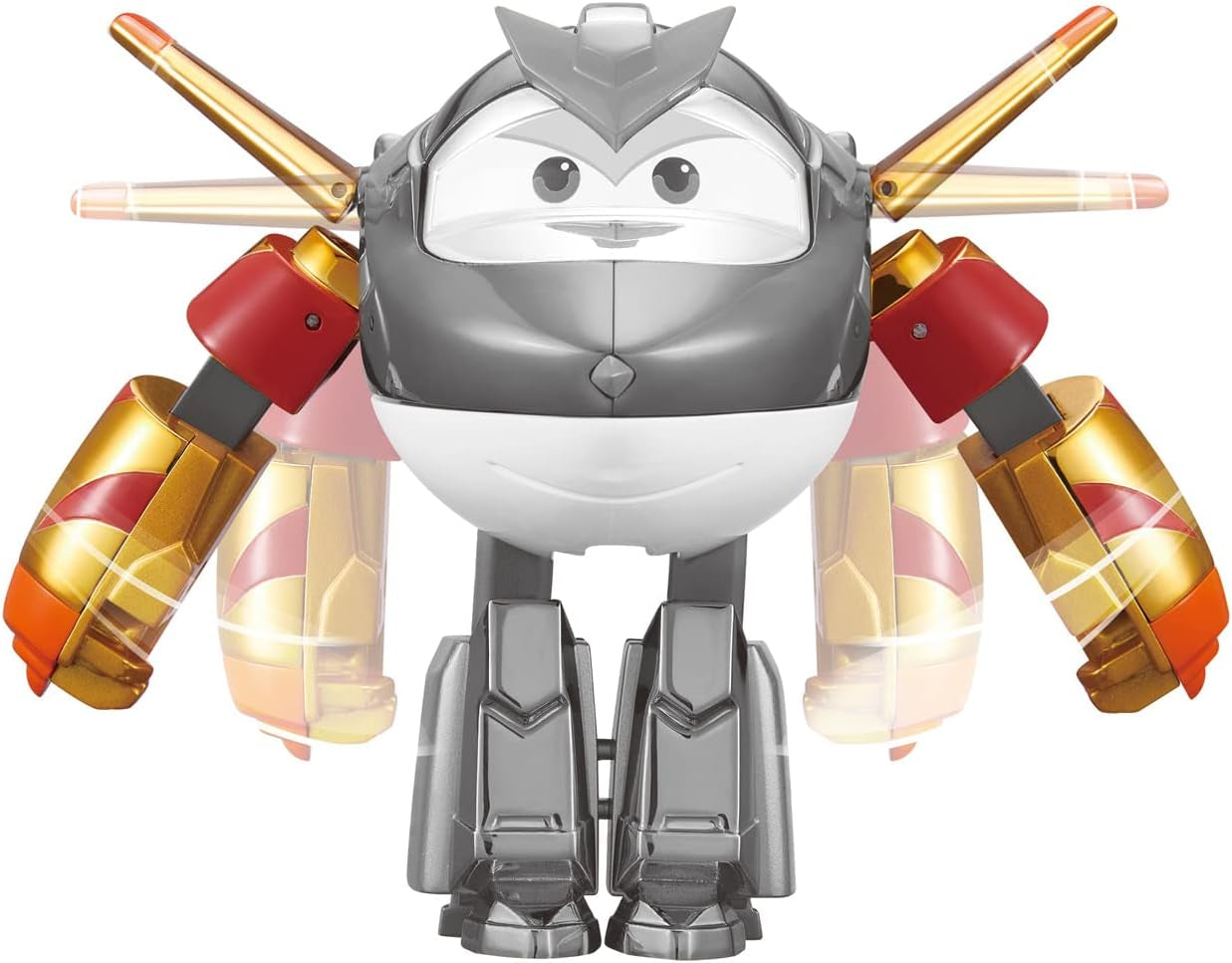 Super Wings EU750231 – Golden Boy Cabrio-Flugzeug, ca. 20,5 cm großes Kinderspielzeug, verwandelbare Flugzeug- und Roboter-Actionfiguren, Naty Shop