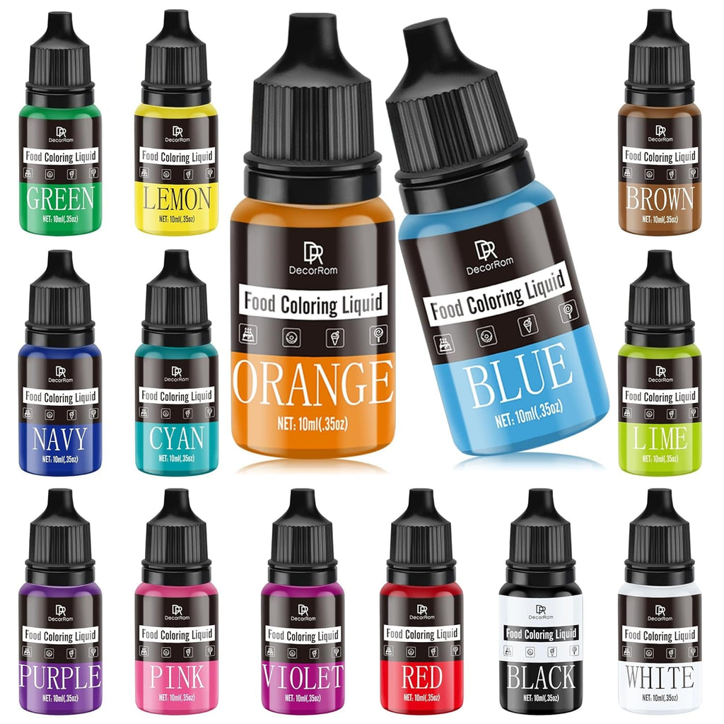 Colorant alimentar - 20 de culori x 10 ml coloranți alimentari concentrați lichizi pentru decorarea torturilor, copt, fursecuri, macaroane - Colorant alimentar fără zahăr pentru băuturi, decorarea torturilor, slime DIY, ouă de Paște