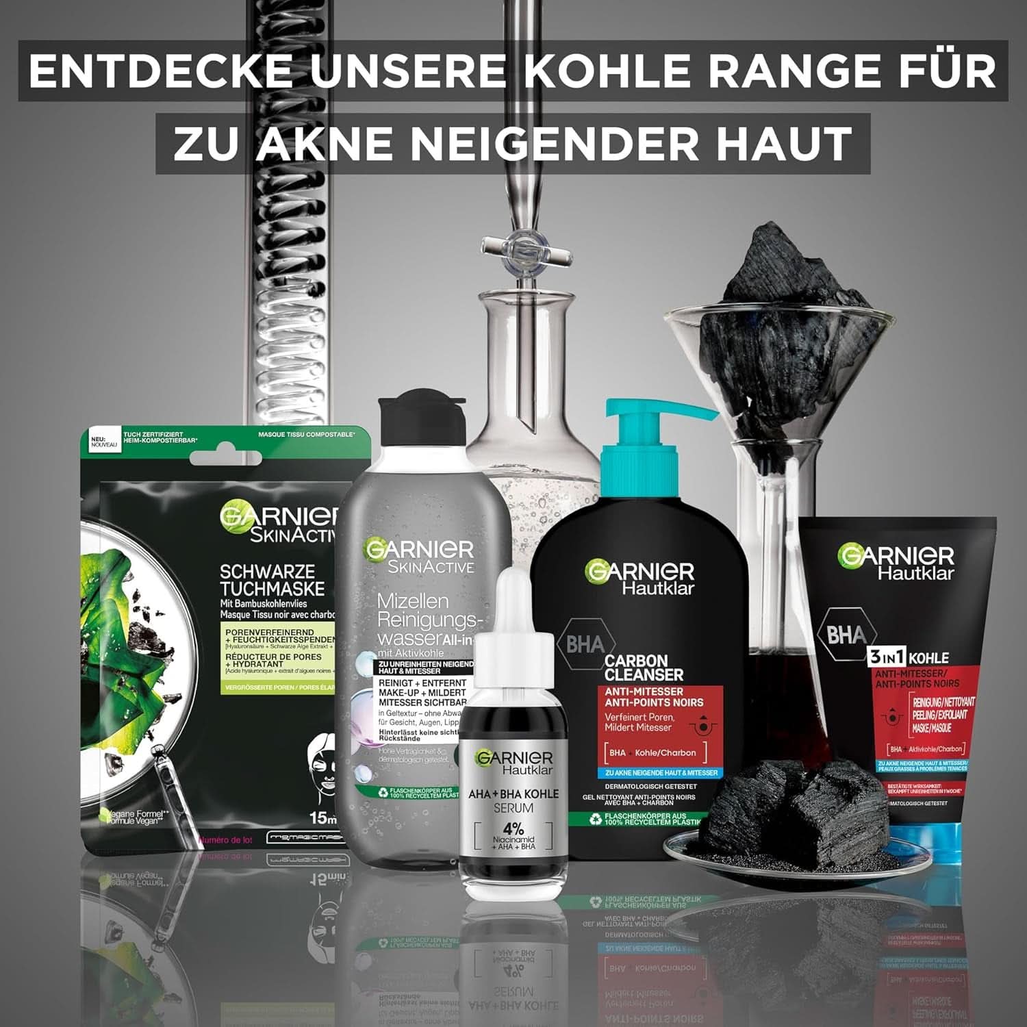 Garnier Charcoal Cleanser Gesichtsreinigungsgel gegen Mitesser und Pickel, 250 ml, Dusche und Bad, Naty Shop