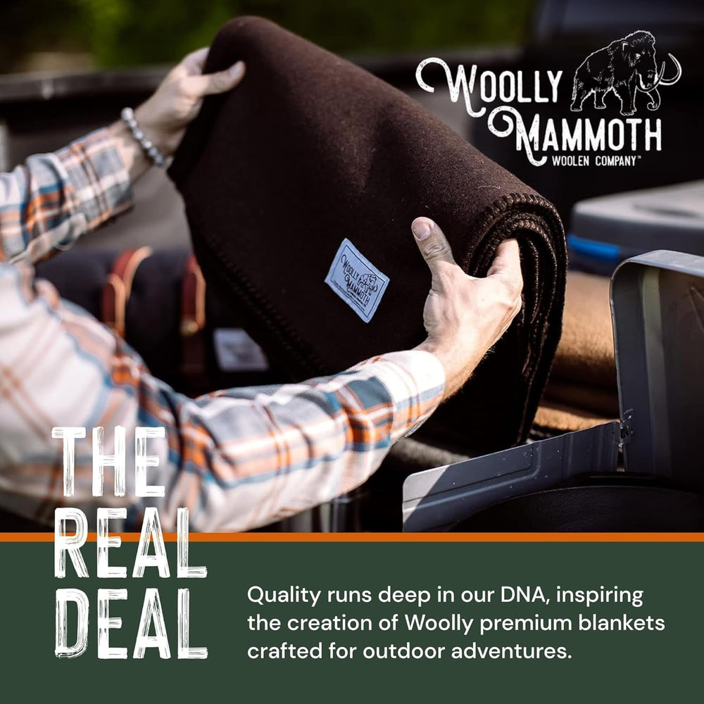 Woolly Mammoth Woolen Co. Campingdecke, extra groß, Merinowolle, die perfekte Outdoor-Ausrüstung für Bushcraft, Camping, Trekking, Wandern, Überleben oder Hüttendecke. Braun, 168 x 228 Betten und Decken Woolly Mammoth Woollen Company