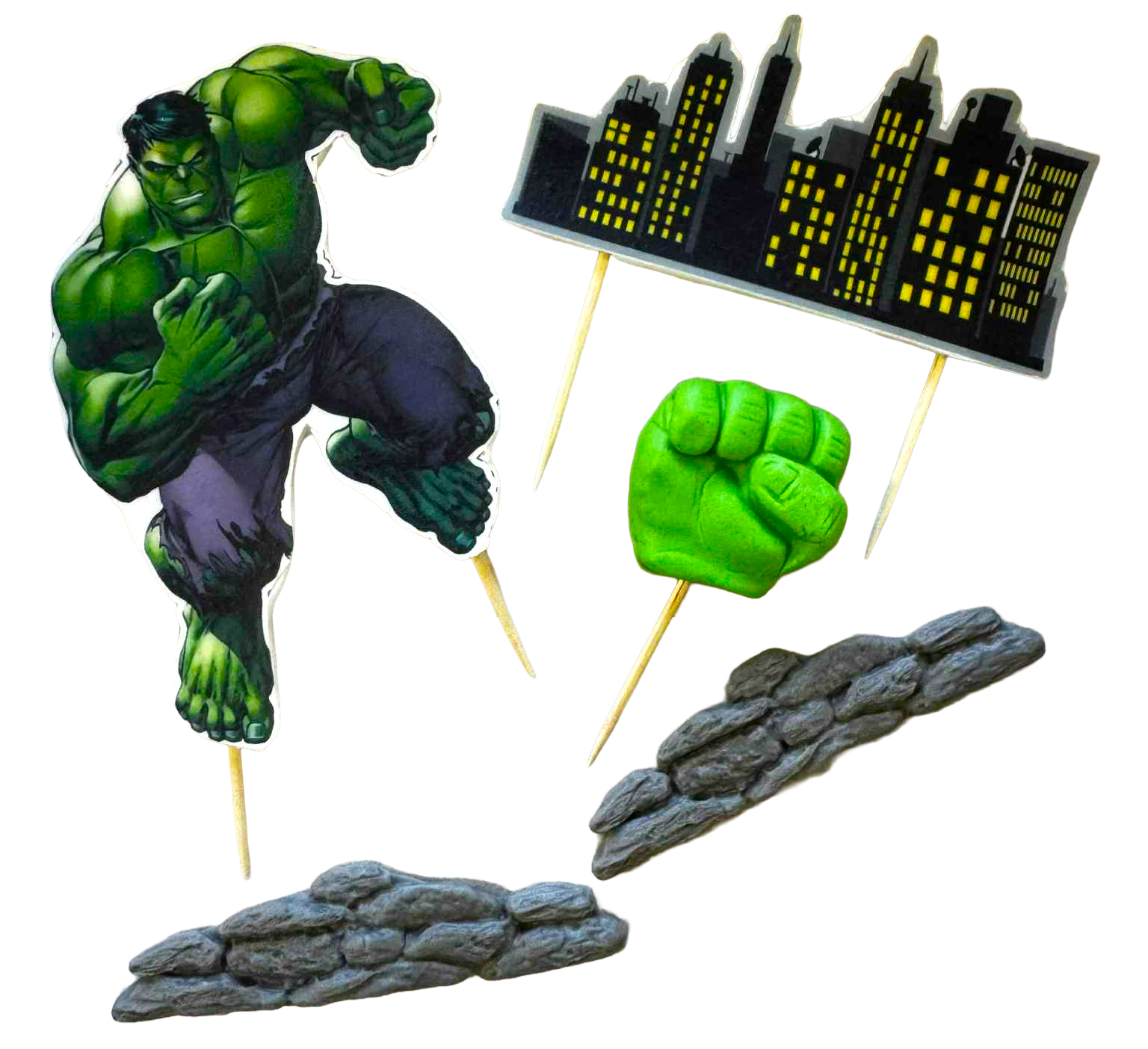 Set mit 5 essbaren Dekorationen, Hulk