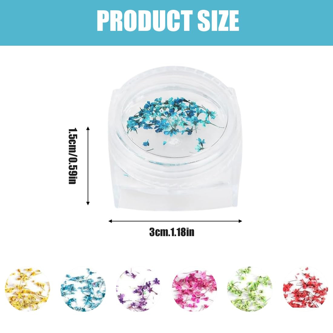 EYVRPAU 6 Stück Nail Art Flowers Set Decoration,Gelnägel Zubehör 6 Farben,Nail Art Aufkleber Trockene Blumen Kit Getrocknete Blumen Zubehör Set DIY Nageldekoration