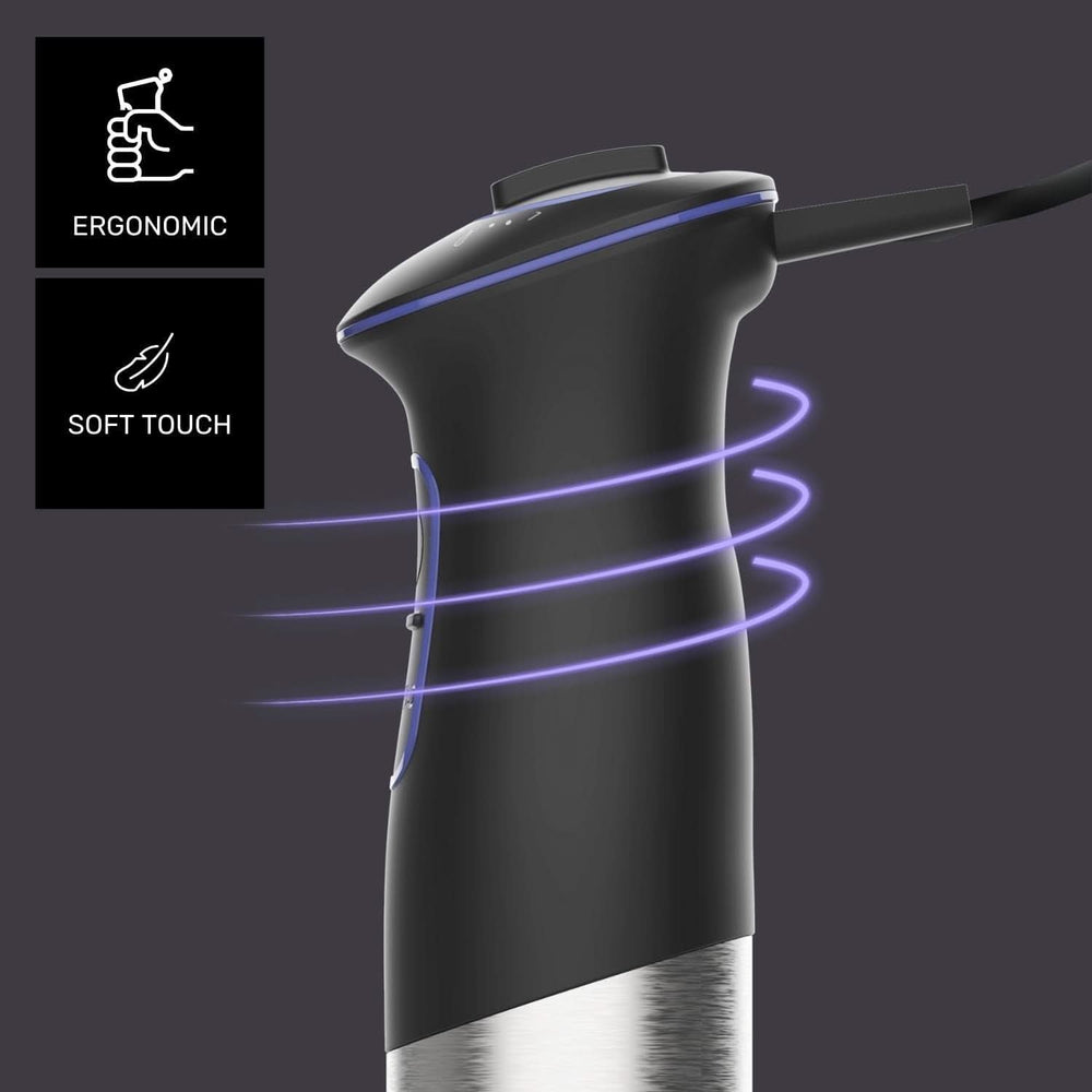 Taurus Standmixer 1000W | 20 Geschwindigkeitsstufen | Turbofunktion | 4 Edelstahlklingen | Ergonomisches Soft-Touch-Design | Spritzschutz | Zubehör | Edelstahl | Elektrisch |Kunststoff, Silber/Schwarz Mutter und Kind Naty Shop