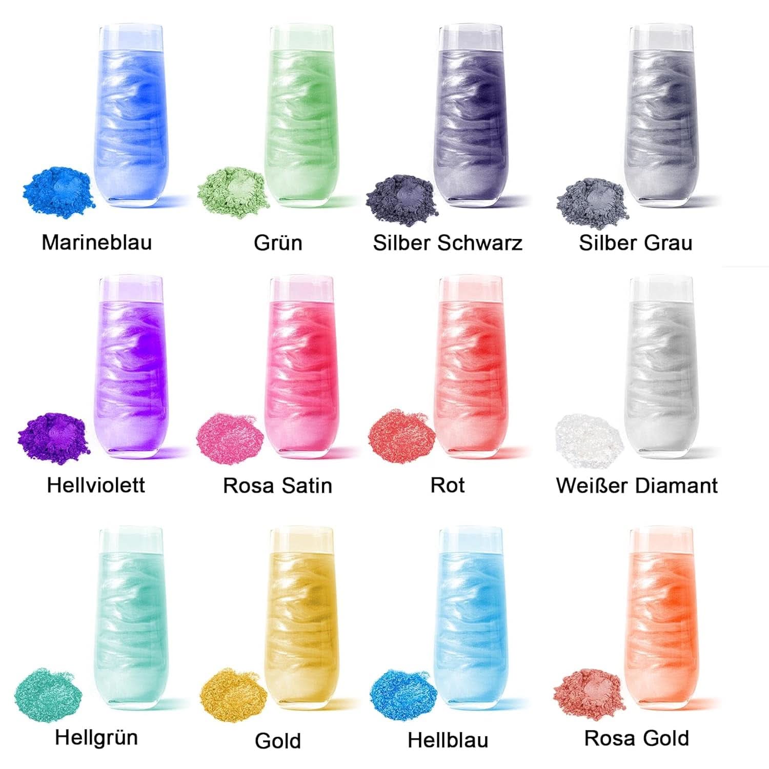 Essbares Glitzerset, Pulver, 3 Gramm pro Farbe Naty Shop