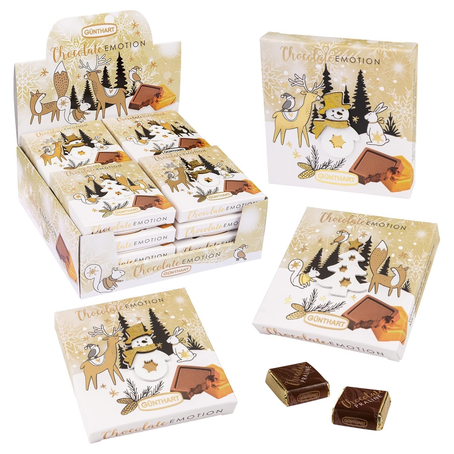 Günthart 16 Stück winterliche Geschenkschokolade mit verschiedenen Motiven, 608 Gramm Pralinen Naty Shop Standardtitel