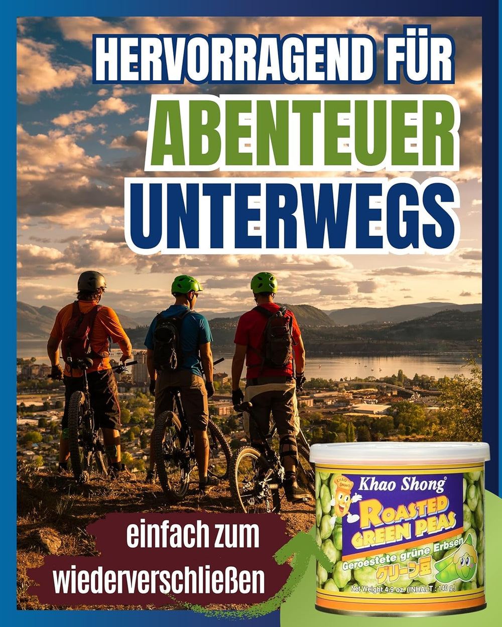 Khao Shong Gebratene grüne Erbsen mit Wasabi, knusprige Erbsen in würzigem Teig, eine fettarme Alternative zu Nüssen, mittelscharf, 1 140-g-Dose | 140 g (1 Packung)