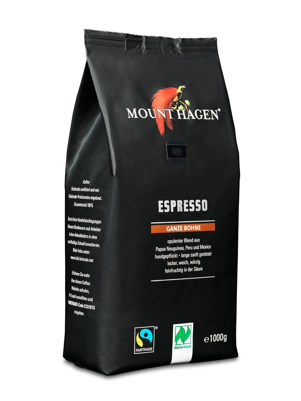 Mount Hagen Dark Roast, Bio FT Naturland Espresso, 1 kg Naty Shop Kaffee 1 kg Eleganter Körper mit zarten Schokoladennoten