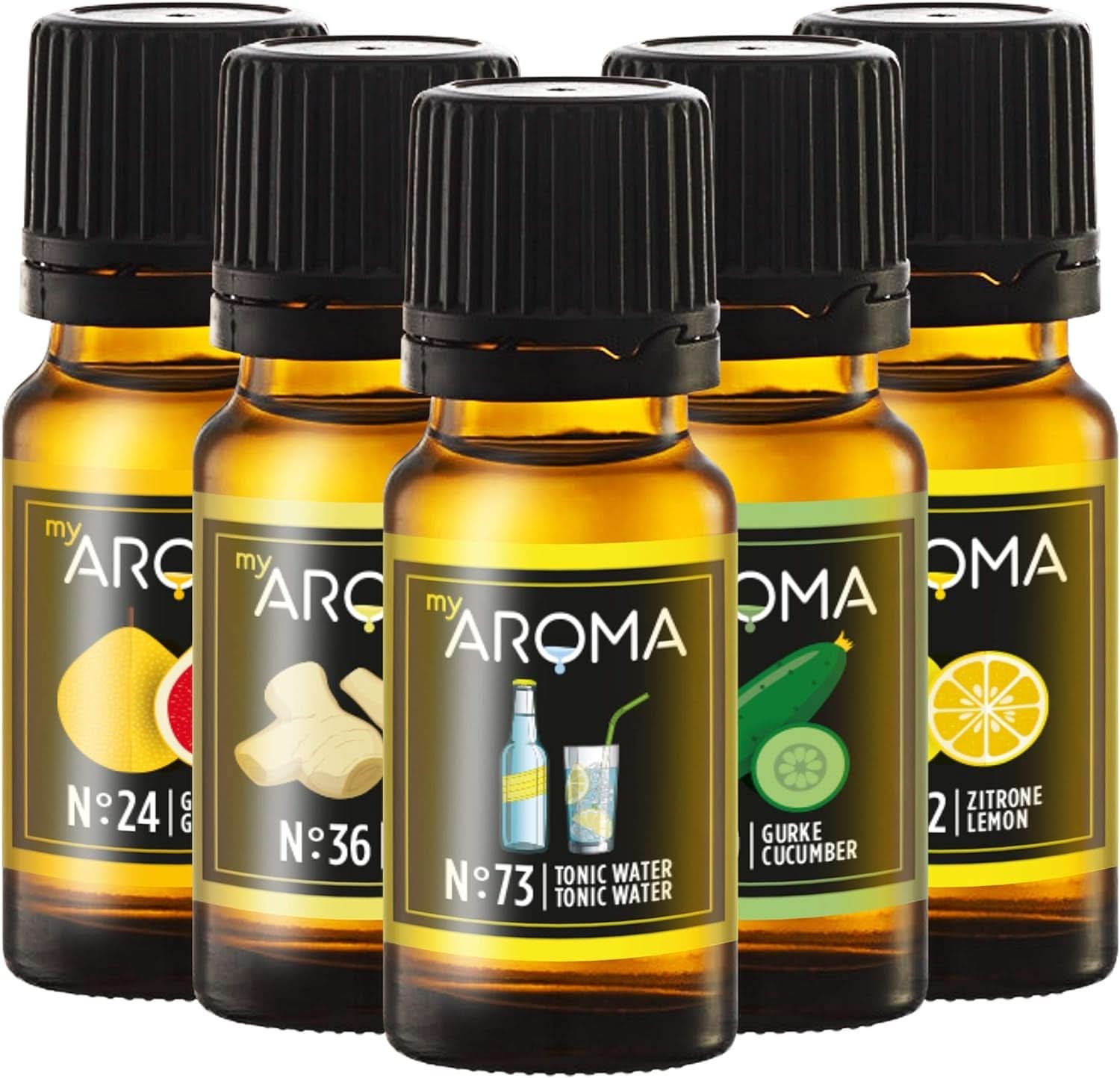 Myaroma | Set: Forest & Meadow - Aromă naturală pură cu aromă de fructe și aromă de fructe (5 x 10 ml) | Fără zahăr și neîndulcit Indulcitori Naty Shop Ginul este la modă!