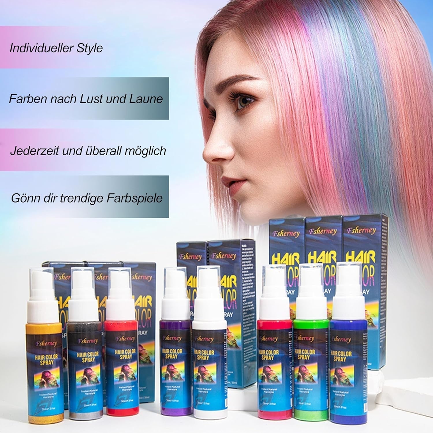 Hairspray Colour - 30ml Spray temporar de culoare pentru păr verde, vopsea de păr naturală Spray temporar de culoare pentru păr, vopsea de păr lavabilă pentru păr pentru petrecere Cosplay Halloween (verde) Vopsea pentru par Naty Shop